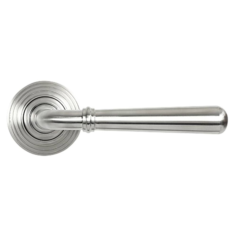 From The Anvil Newbury Door Handle on Reeded Beehive Rose – Satin Stainless Steel