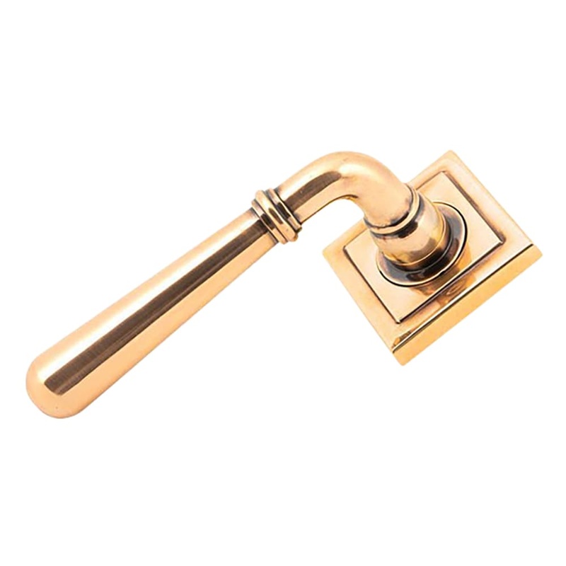 From The Anvil Newbury Door Handle on Square Rose – Polished Bronze