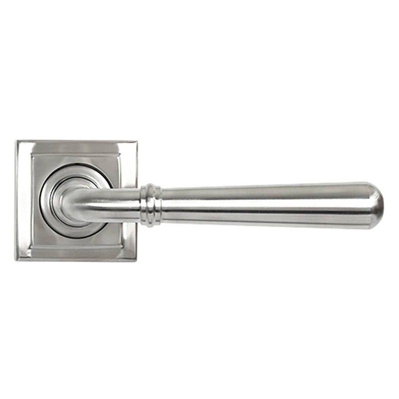 From The Anvil Newbury Door Handle on Square Rose – Satin Stainless Steel