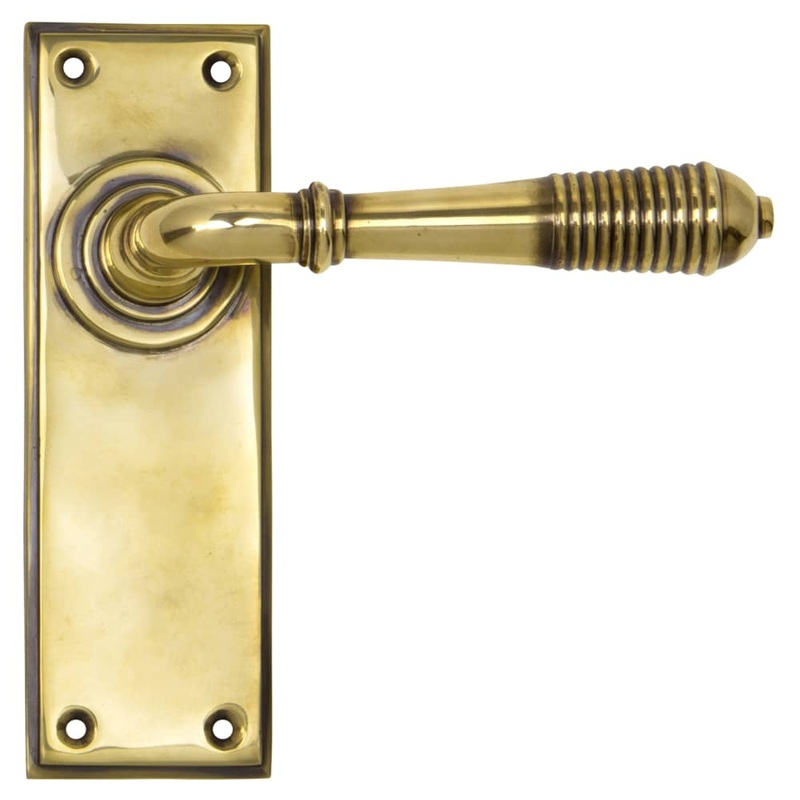 From The Anvil Reeded Latch Door Handle – 152 x 50mm – Aged Brass