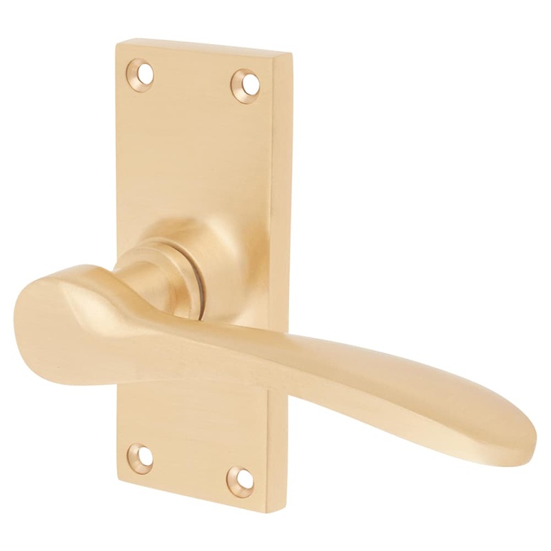 Hampstead Buckingham Latch Door Handle – Short Plate – 100 x 41mm – Satin Brass
