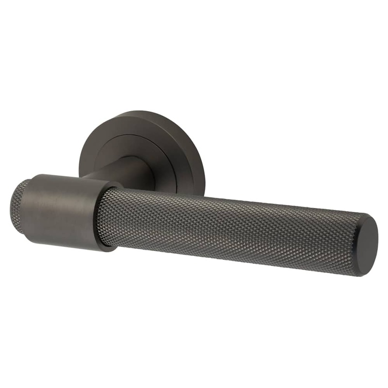 Hampstead Esme Knurled Door Handle on Rose – Anthracite Grey