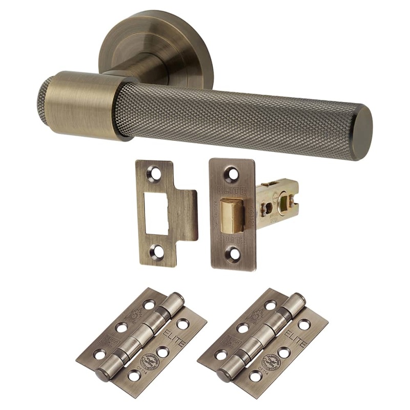 Hampstead Esme Latch Door Handle on Rose Kit – Antique Brass