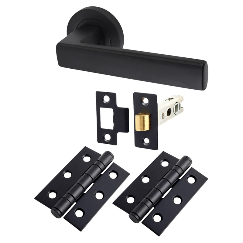 Hampstead Zara Latch Door Handle on Rose Kit – Matt Black