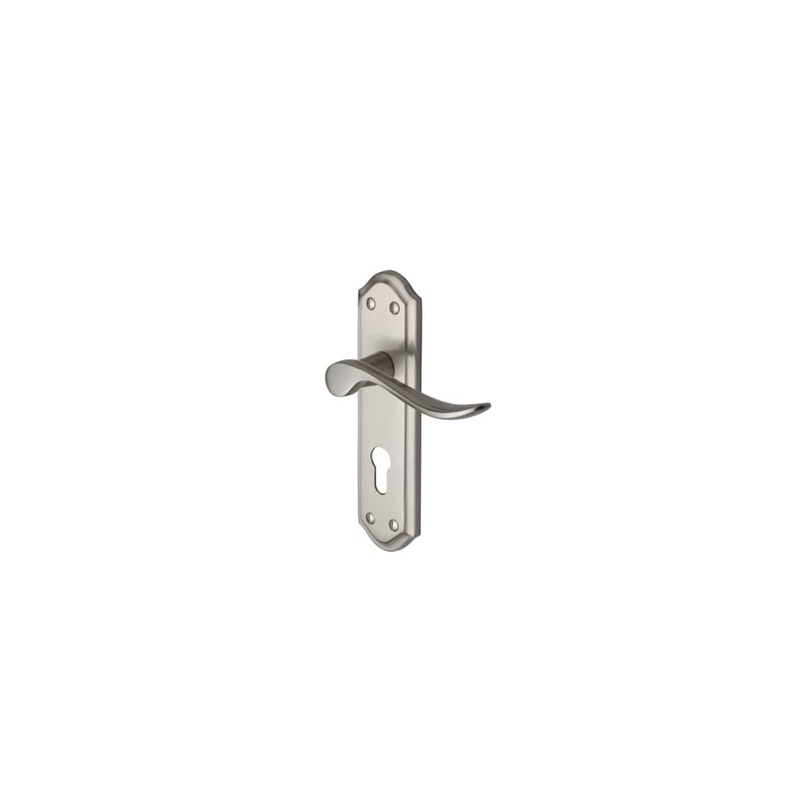 Heritage Brass by M Marcus Sandown Lock Door Handle – Euro – 180 x 48mm – Satin Nickel