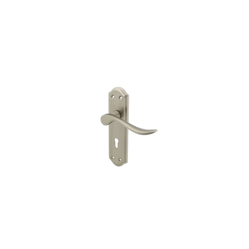 Heritage Brass by M Marcus Sandown Lock Door Handle – Keyhole – 180 x 48mm – Satin Nickel