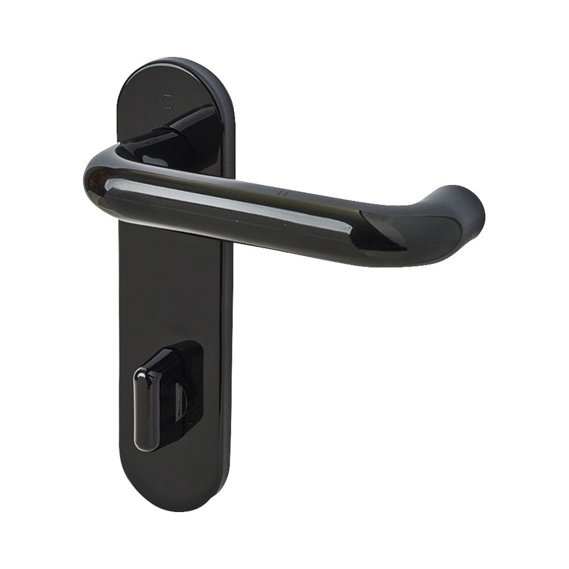 Hoppe Paris AR600/25 Nylon Steel Core Safety Bathroom Door Handle – 78mm c/c – Ebony Black