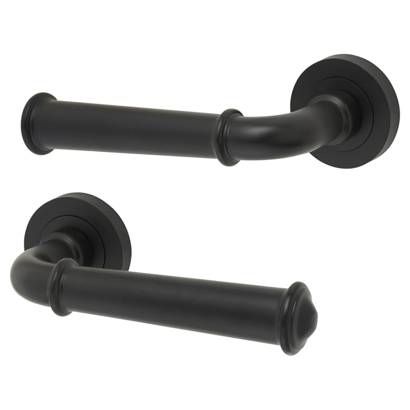 Jedo by Frelan Classic Door Handle on Rose – Matt Black