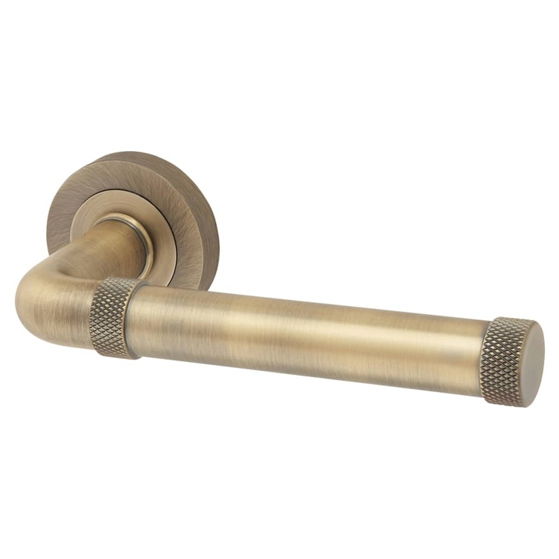 Jedo by Frelan Midtown Door Handle on Rose – Antique Brass