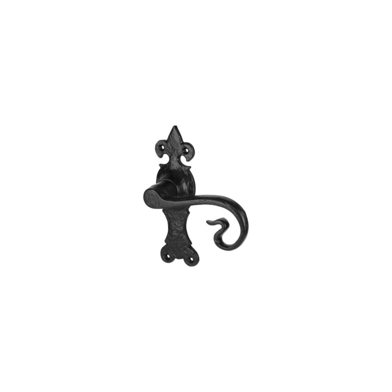 Olde Forge Devon Curly Tail Latch Door Handle – 170 x 52mm – Antique Black Iron