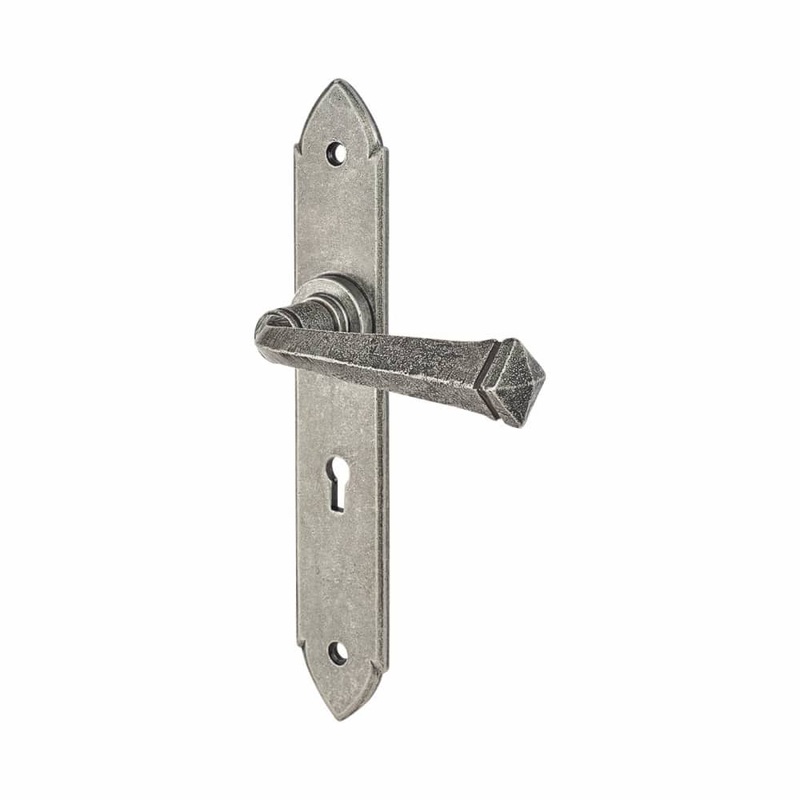 Olde Forge Gothic Lock Door Handle – Keyhole – 247 x 44mm – Pewter