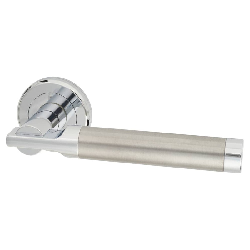 Serozzetta by Carlisle Brass Azul Door Handle on Rose – Satin Chrome/Polished Chrome
