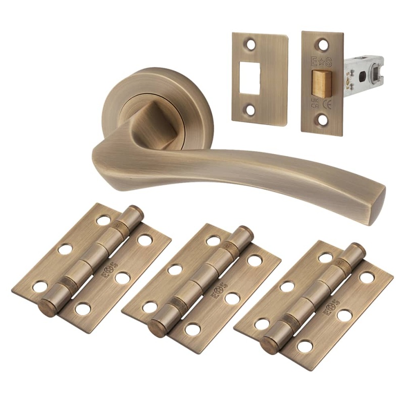 Serozzetta by Carlisle Brass Sines Latch Door Handle on Rose Ultimate Door Kit – Antique Brass