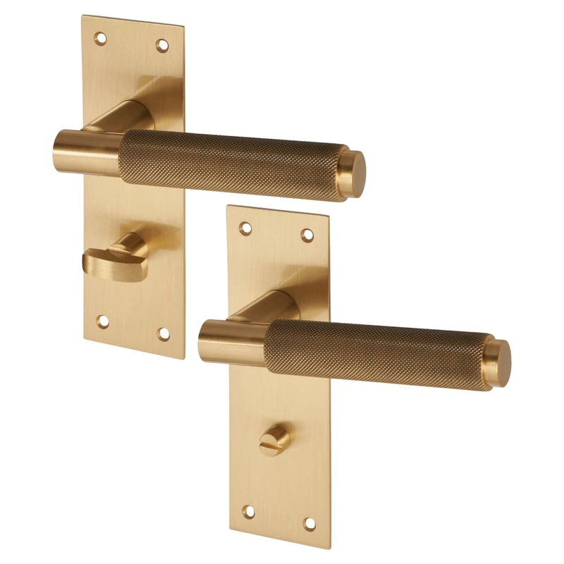 Serozzetta by Carlisle Brass Varese Knurled Bathroom Door Handle – 130 x 55mm – Satin Brass