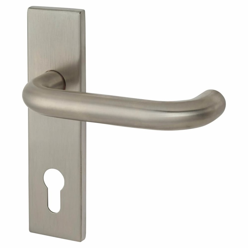 Touchpoint 19mm Return to Door Lock Door Handle – Square Plate – Euro – 72mm c/c – Satin Stainless