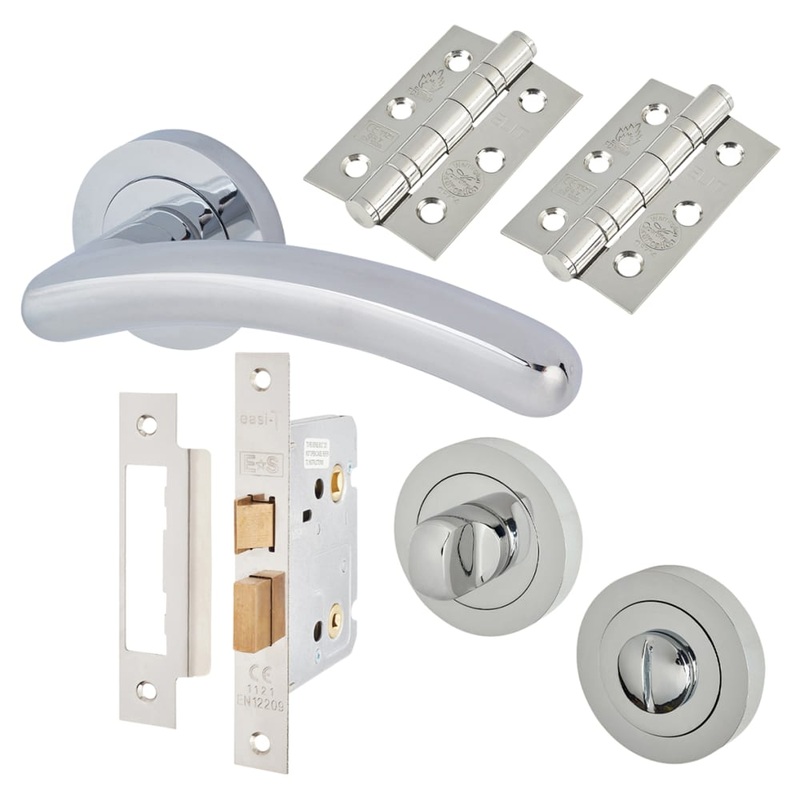 Touchpoint Carina Bathroom Lock Door Handle on Rose Kit – Polished Chrome