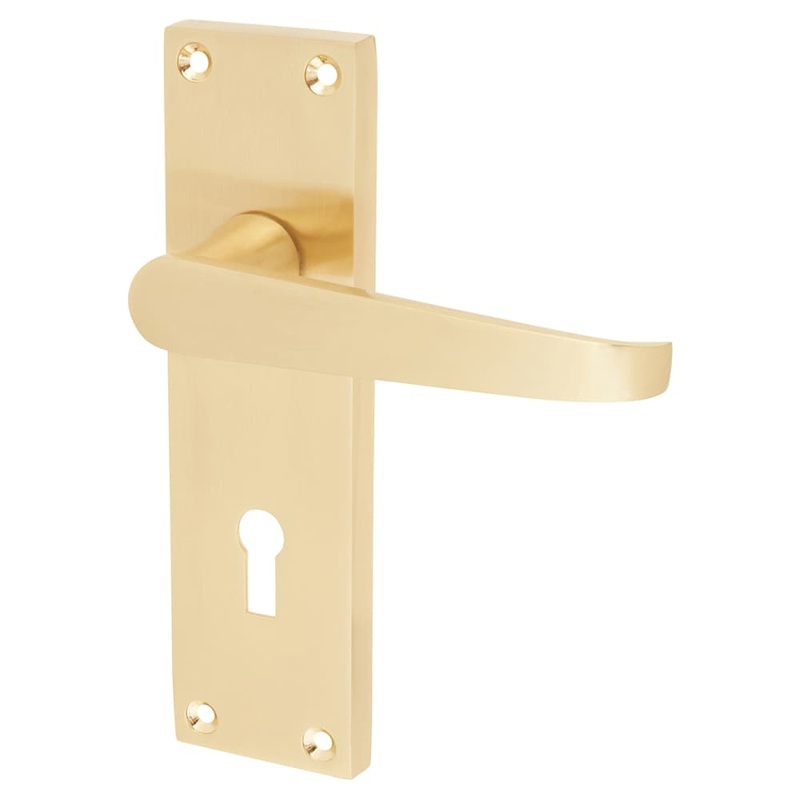 Touchpoint Mia Budget Straight Lock Door Handle – Keyhole – 153 x 42mm – Satin Brass