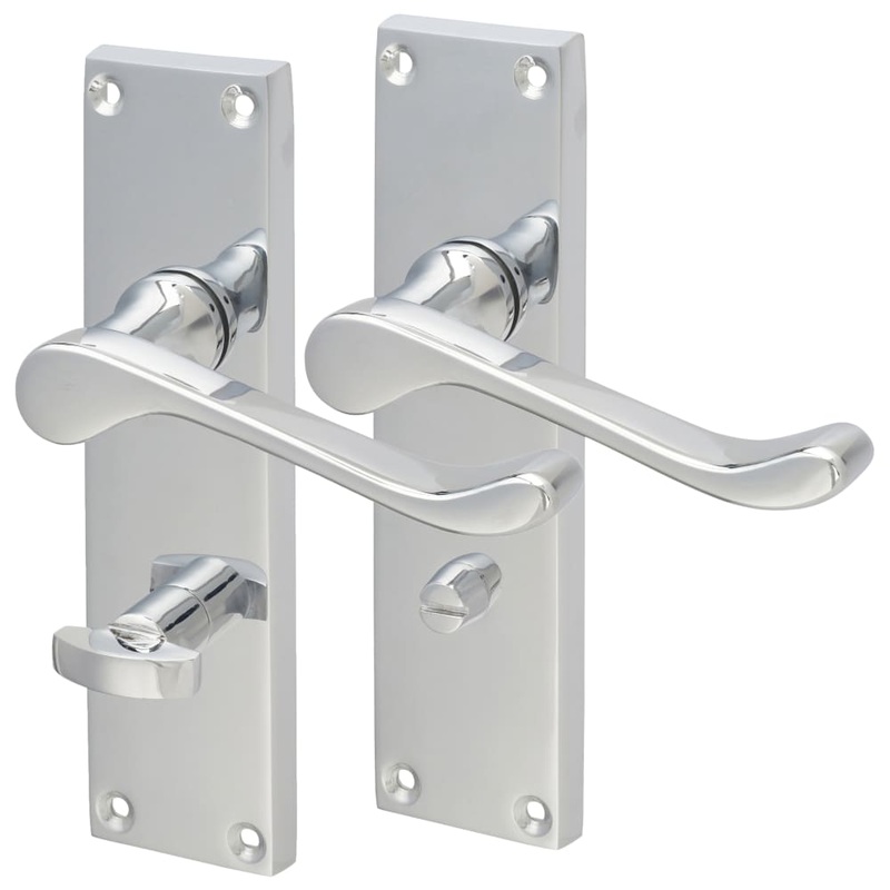 Touchpoint Victorian Scroll Bathroom Door Handle – 155 x 42mm – Polished Chrome