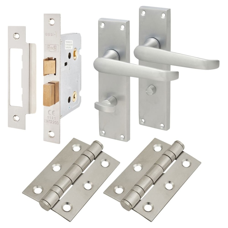 Touchpoint Victorian Straight Bathroom Lock Door Handle Kit – Satin Chrome