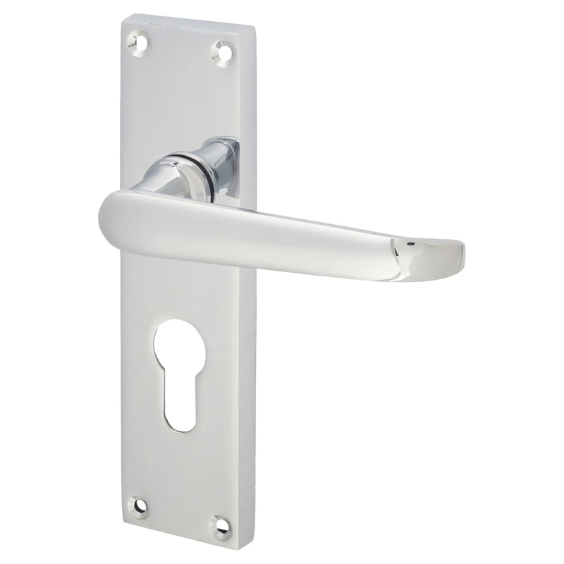 Touchpoint Victorian Straight Lock Door Handle – Euro – 155 x 42mm – Polished Chrome