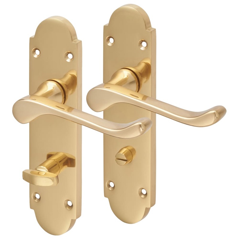 Touchpoint Victorian Summer Bathroom Door Handle – 168 x 40mm – Polished Brass