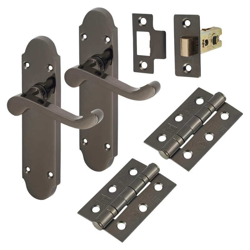 Touchpoint Victorian Summer Latch Door Handle Kit – Black Nickel