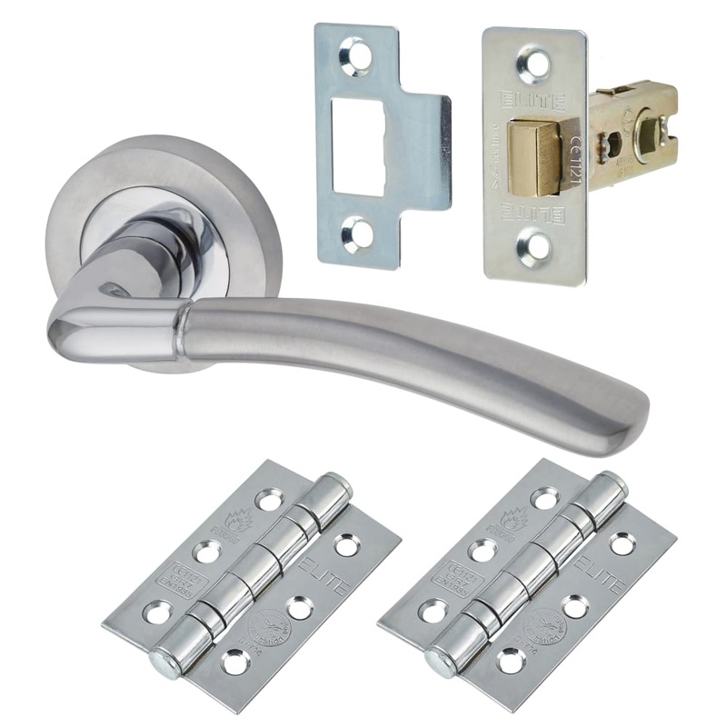 Altro Berkshire Latch Door Handle on Rose Kit – Satin/Polished Chrome