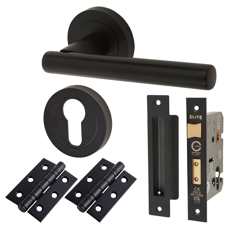 Altro Ella Euro Lock Door Handle on Rose Kit – Matt Black