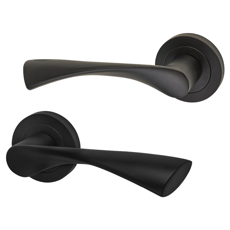 Altro Knightsbridge Door Handle on Rose – Matt Black