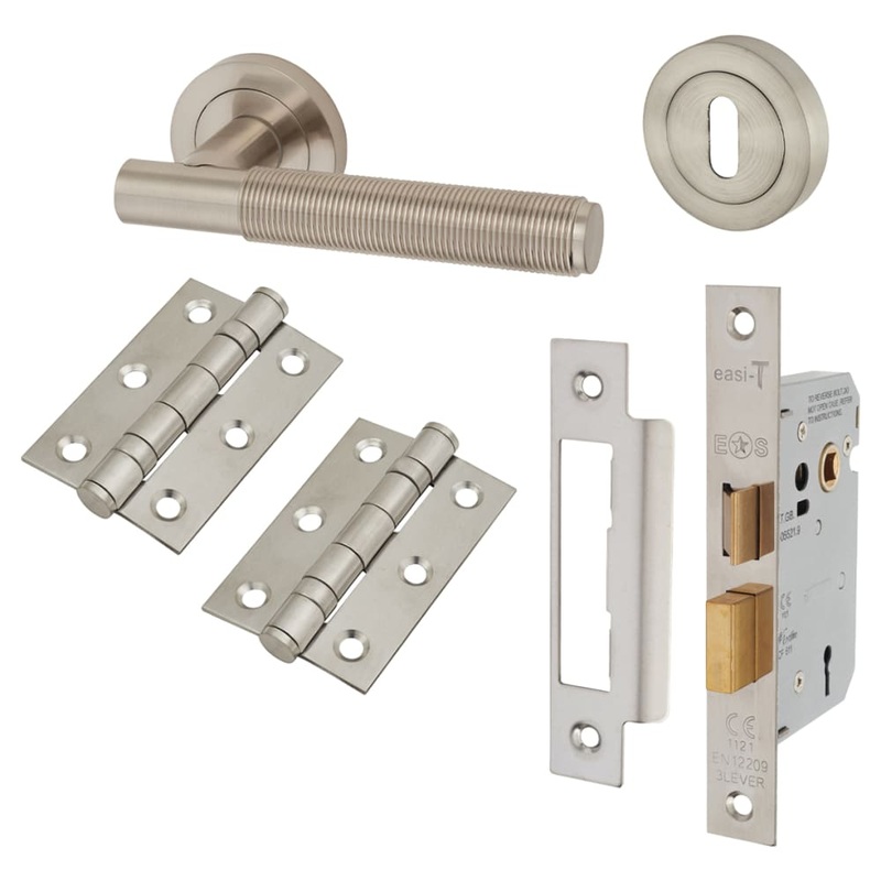 Altro Lily Reeded 3 Lever Sashlock Door Handle Kit – Satin Nickel
