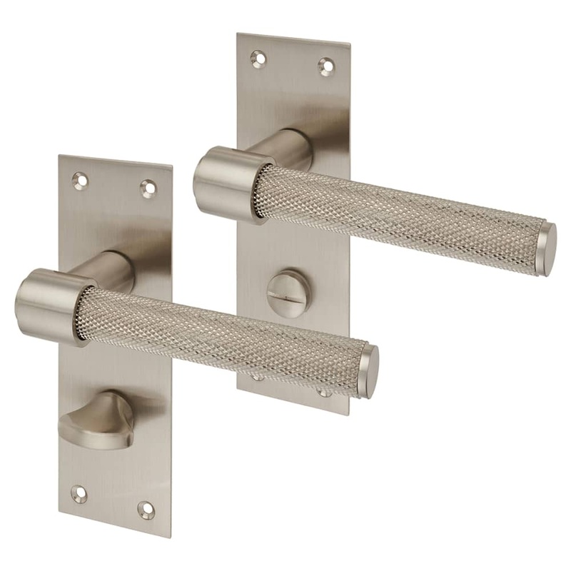 Altro Loxley Knurled Bathroom Door Handle – 150 x 50mm – Satin Nickel