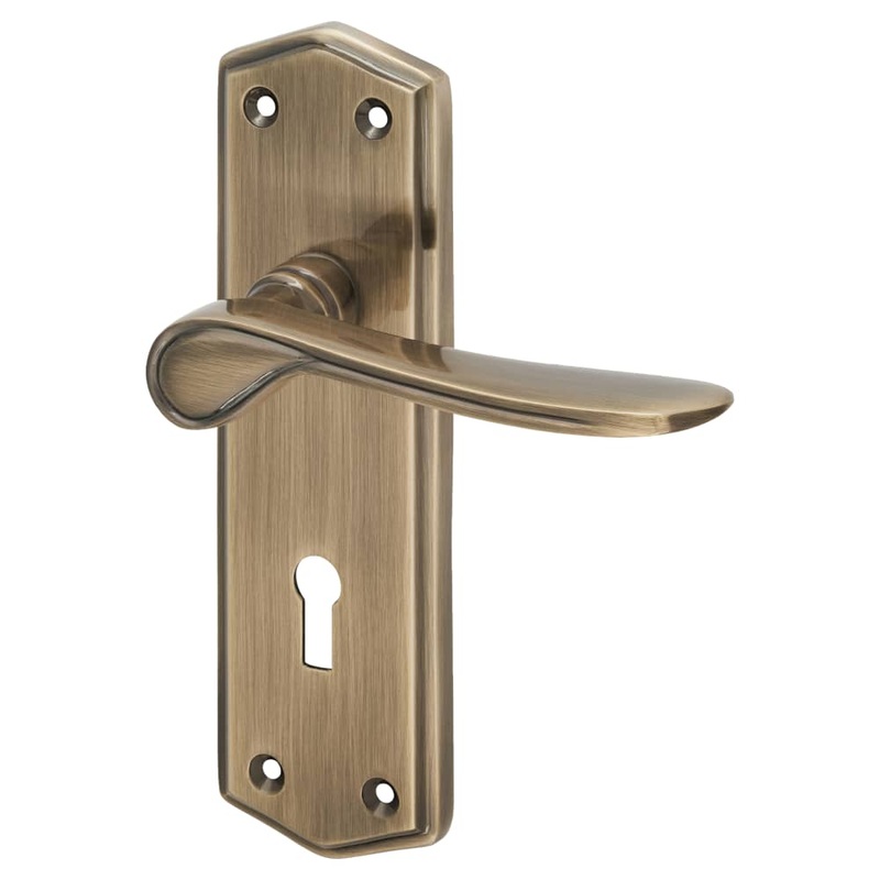 Altro Rome Lock Door Handle – Keyhole – 170 x 50mm – Antique Brass