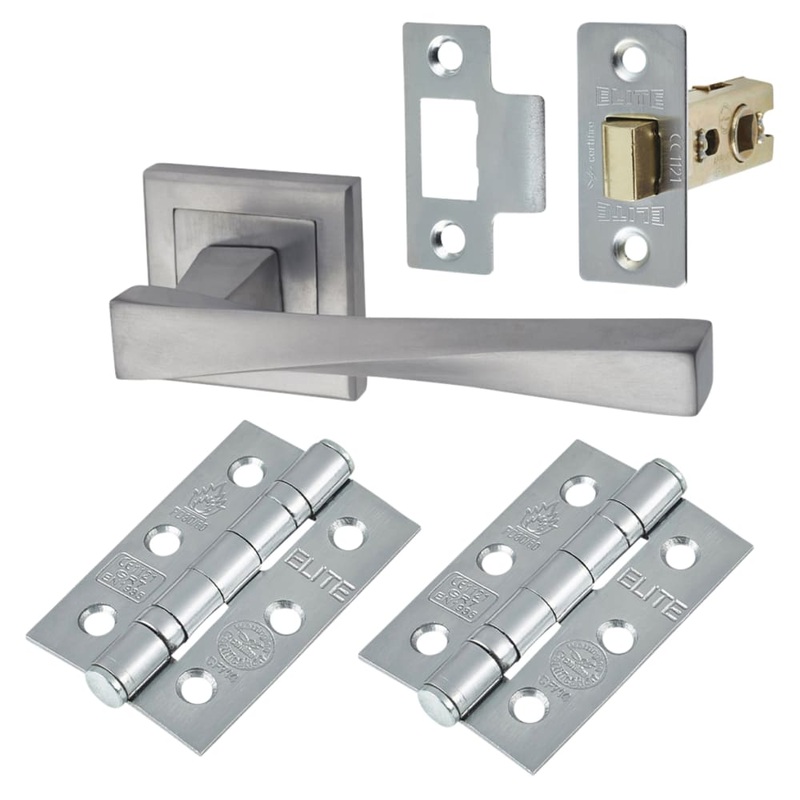 Altro Spirit Latch Door Handle on Square Rose Kit – Satin Chrome