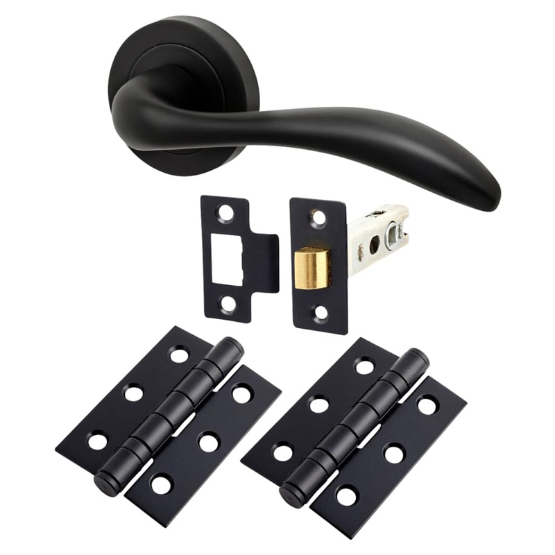 Altro Sussex Latch Door Handle on Rose Kit – Matt Black