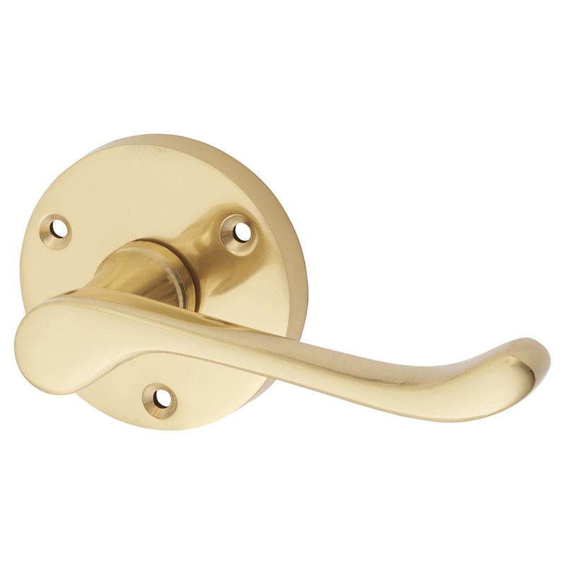 Altro Victorian Scroll Door Handle on Rose – Polished Brass