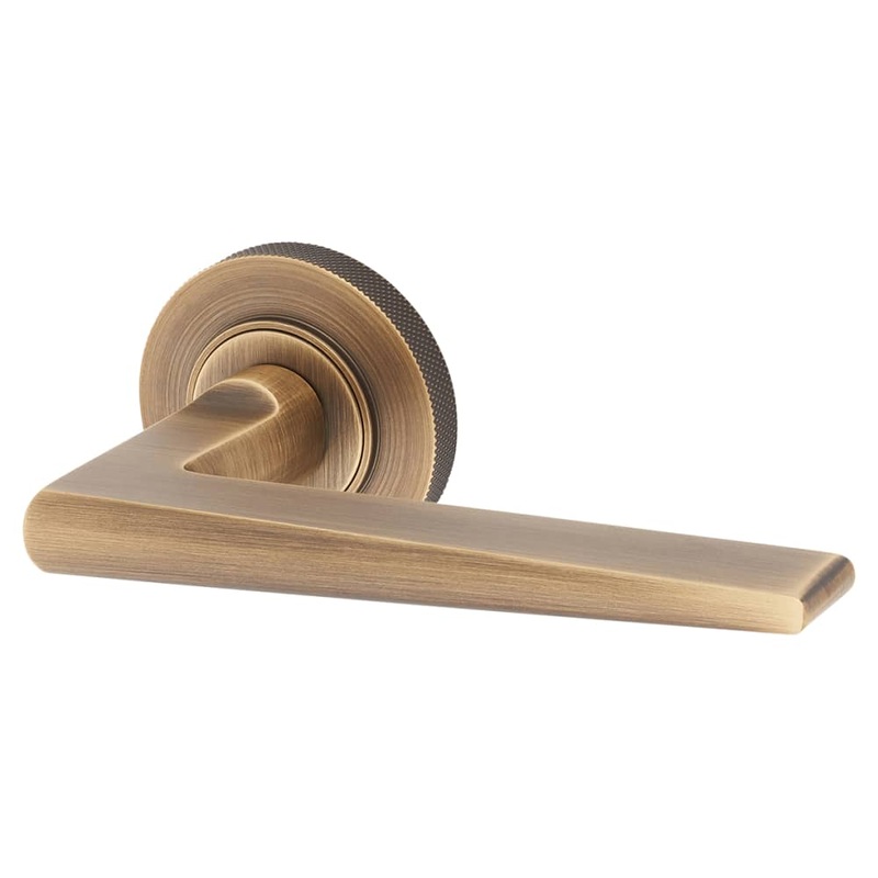 Burlington BUR10 by Frelan Mayfair Door Handle on Knurled Rose – Antique Brass