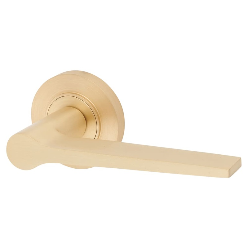 Burlington BUR20 by Frelan Knightsbridge Door Handle on Plain Rose – Satin Brass