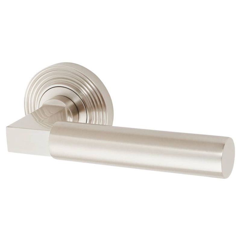 Burlington BUR30 by Frelan Westminster Door Handle on Reeded Beehive Rose – Satin Nickel