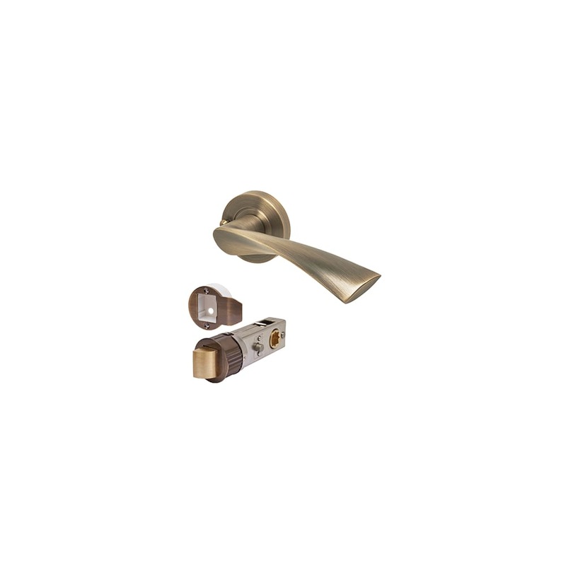 Excel Flex Door Handle on Rose – Smartlatch Privacy Set – Antique Brass