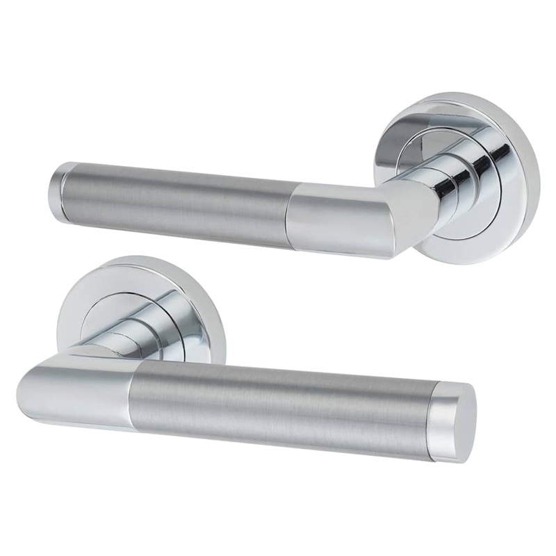 Excel Serena Door Handle on Rose – Polished/Satin Chrome