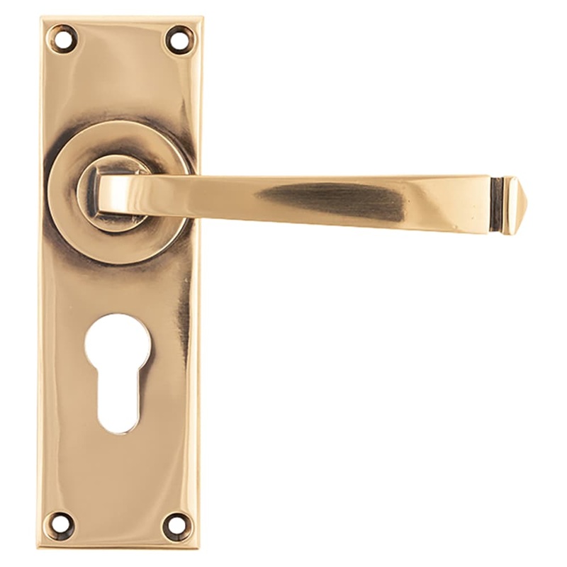 From The Anvil Avon Lock Door Handle – Euro – 152 x 48mm – Polished Bronze