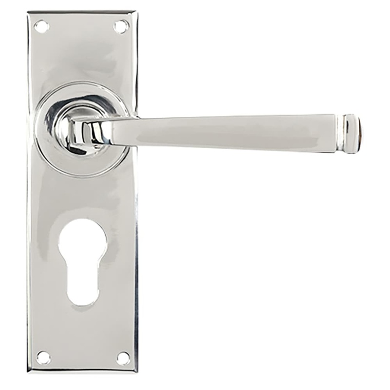 From The Anvil Avon Lock Door Handle – Euro – 152 x 48mm – Polished Stainless Steel