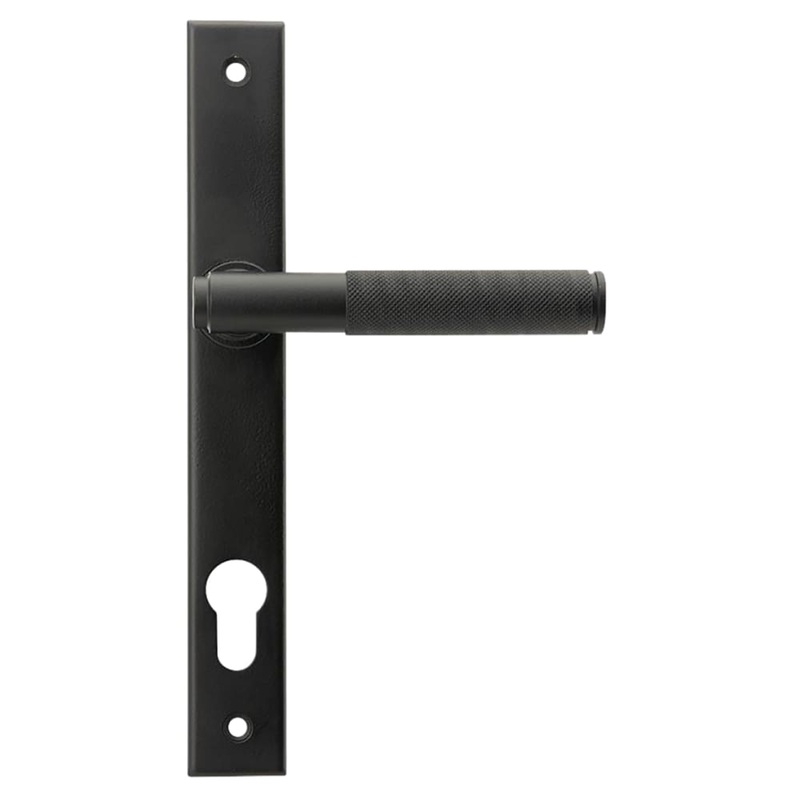 From The Anvil Brompton uPVC Slimline Knurled Multipoint Door Handle – 92mm c/c – Matt Black