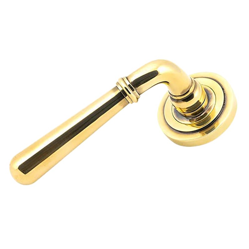 From The Anvil Newbury Door Handle on Art Deco Rose – Aged Brass