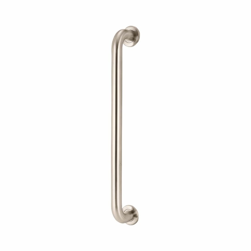 Hampstead 25mm D-Bar Door Pull Handle on Rose – Bolt Fix – 450mm Centres – Satin Stainless Steel