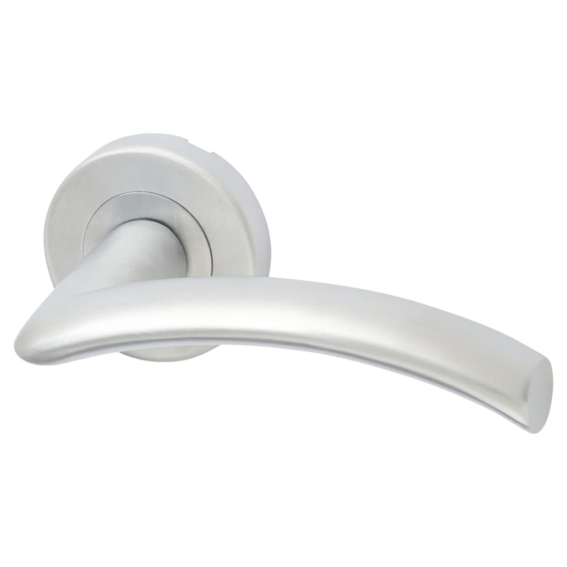 Heritage Brass by M Marcus Centaur Door Handle on Rose – Satin Chrome