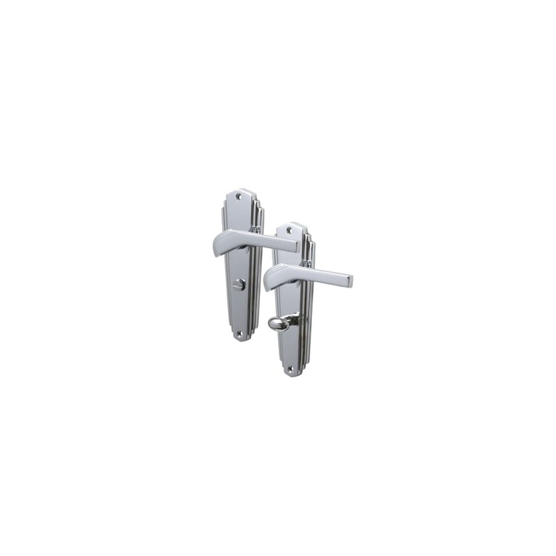Heritage Brass by M Marcus Waldorf Art Deco Bathroom Door Handle – 203 x 66mm – Polished Chrome