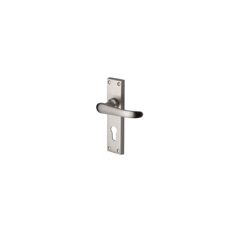 Heritage Brass by M Marcus Windsor Lock Door Handle – Euro – 154 x 40mm – Satin Nickel