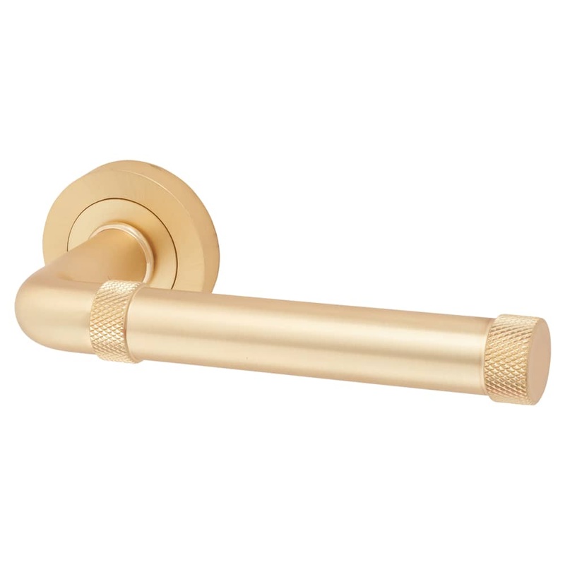 Jedo by Frelan Midtown Door Handle on Rose – Satin Brass