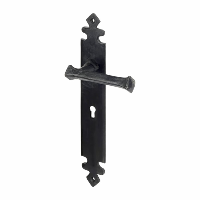 Olde Forge Gothic Lock Door Handle – Keyhole – 285 x 45mm – Antique Black Iron